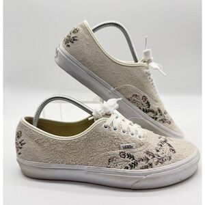 Vans Authentic RARE Hairy Suede "Marshmallow" Floral Embroidery Women's Size 11